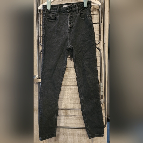 Hidden Taylor High Waisted Black Skinny Jeans 26 Exposed Buttons - Picture 11 of 16